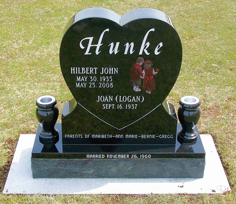 Front of a custom etched memorial